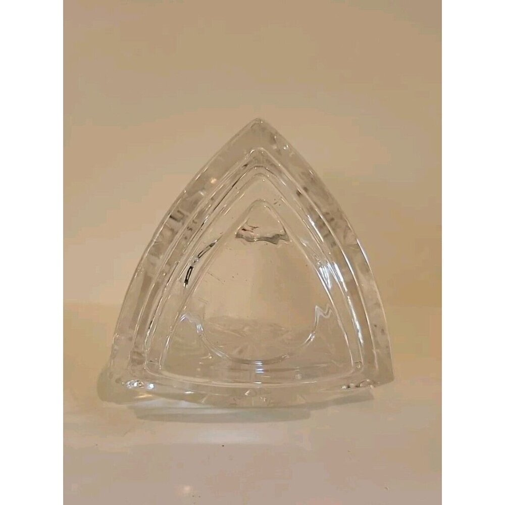 Mikasa Footed Lead Crystal Triangle Votive/tealight Candle Holder Fire Blossom - Picture 5 of 5